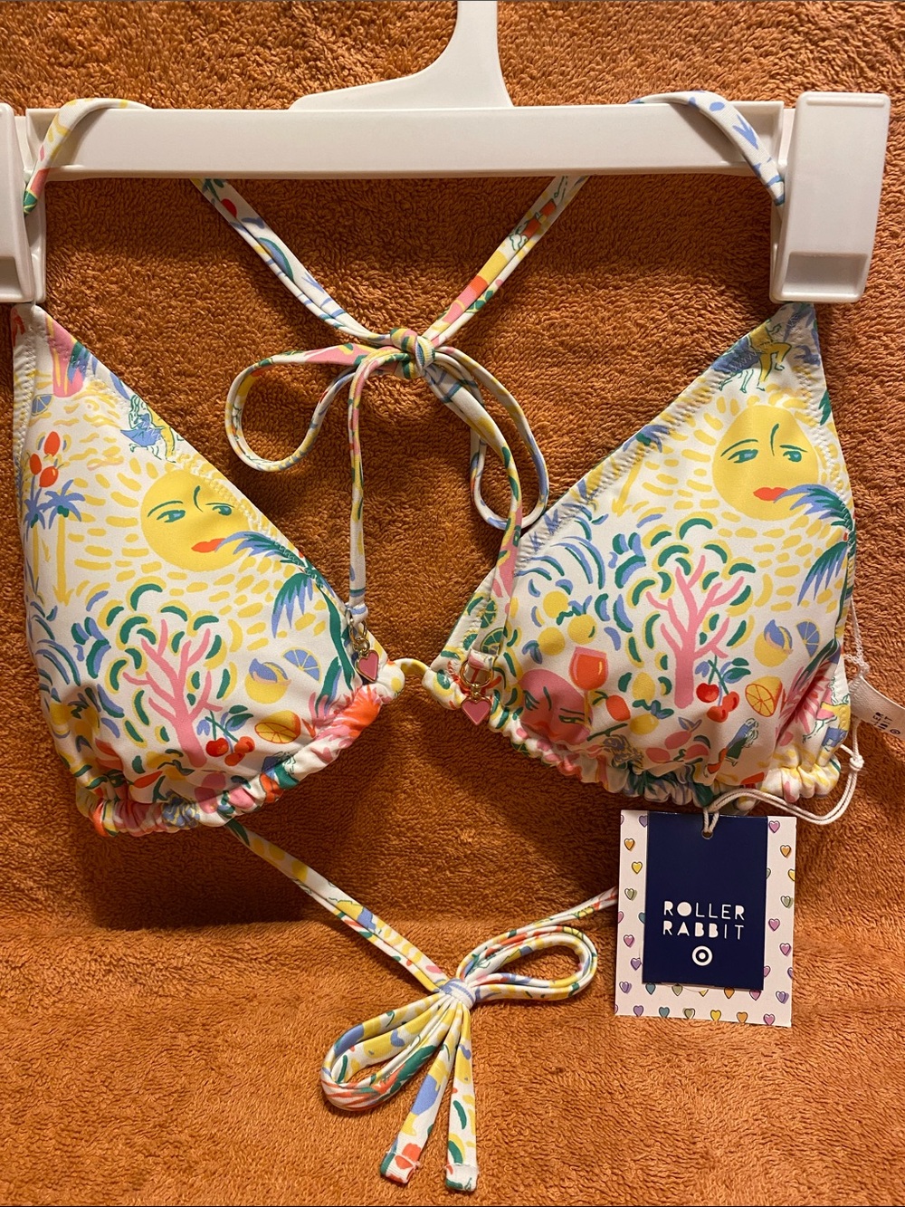 Roller Rabbit White Multi Tropical Sun Triangle Bikini Top - Picture 1 of 3